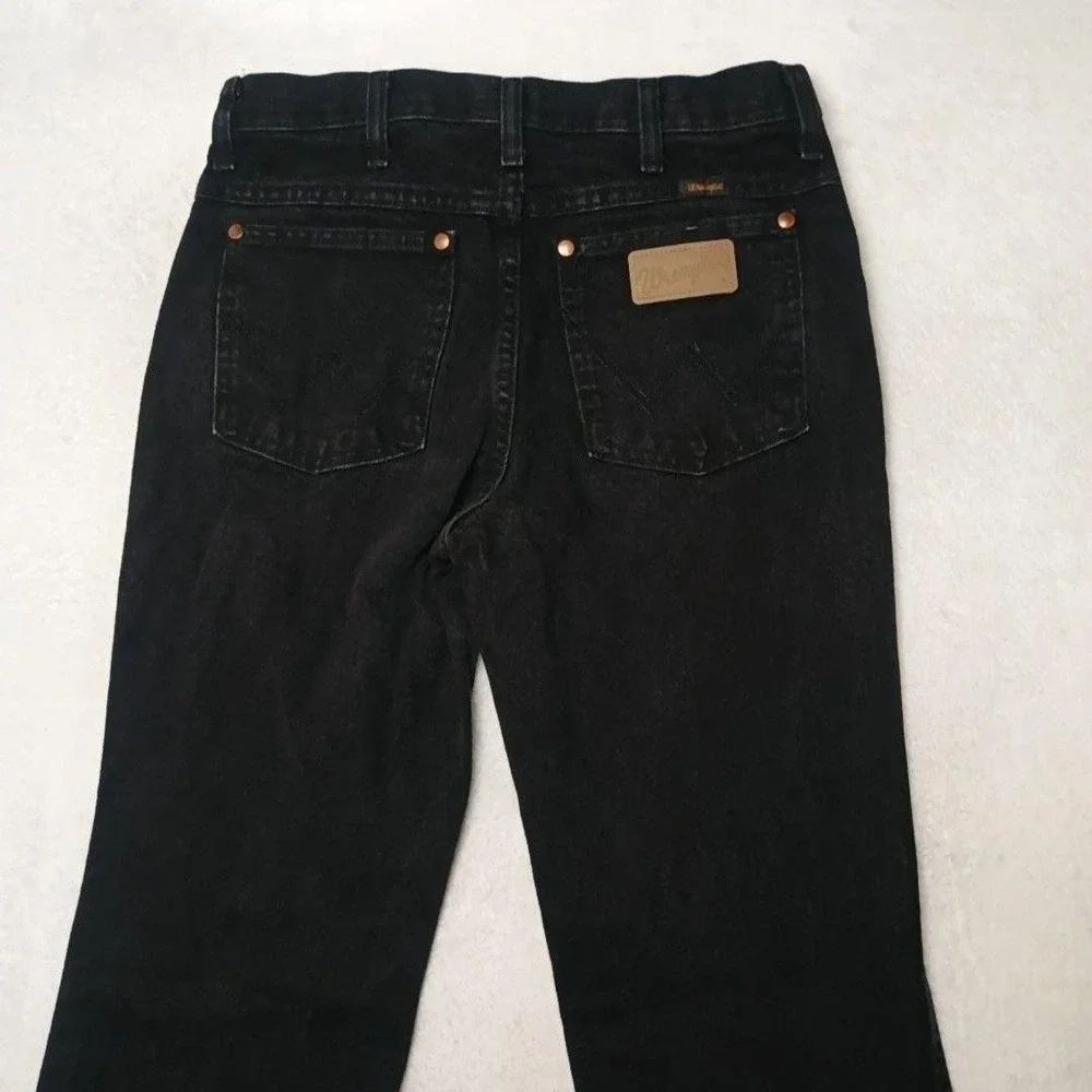 Wrangler Jeans Mens 29x30 Black Slim Cowboy Cut Straight Shadow Denim 936WBK